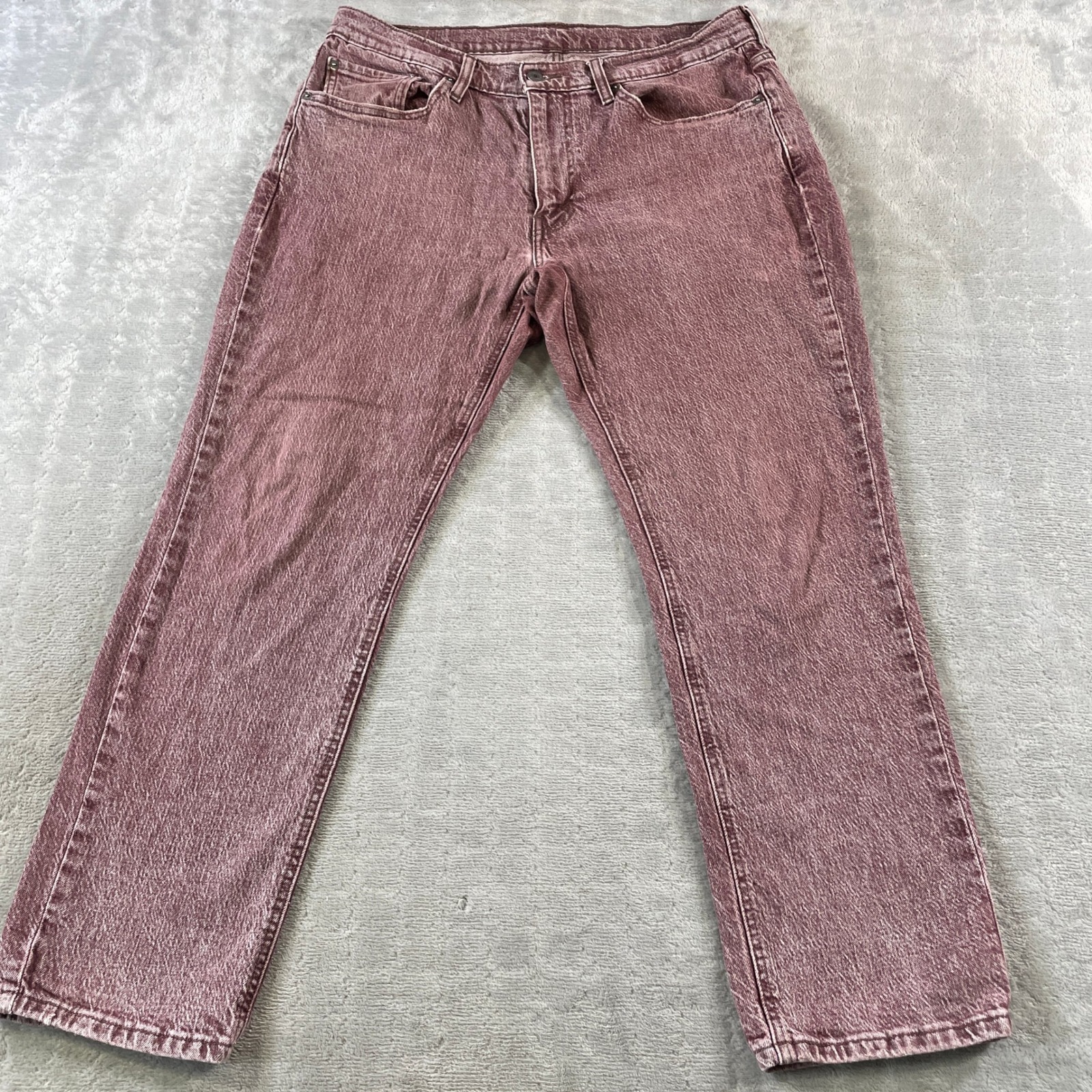 Levis 541 Jeans Mens 34x30 Athletic Taper Maroon Acid Wash Denim Grunge Punk